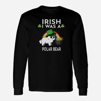 Irish I Was A Polar Bear Leprechaun St Patricks Day Long Sleeve T-Shirt - Thegiftio UK