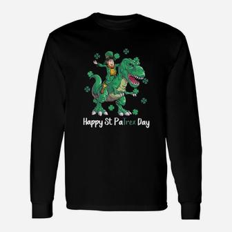 Irish Riding Dinosaurs Happy St Patricks Day Long Sleeve T-Shirt - Monsterry AU