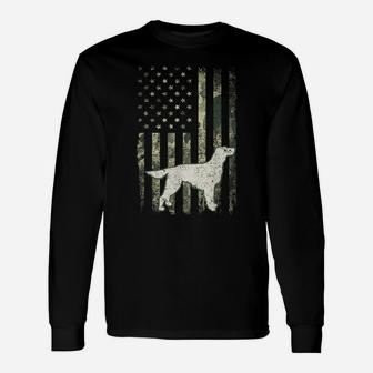Irish Setter Dog Dad Mom Camouflage Usa Flag Unisex Long Sleeve | Crazezy