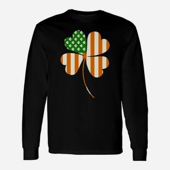 Irish Us American Flag Patriotic St Patricks Day Long Sleeve T-Shirt - Monsterry