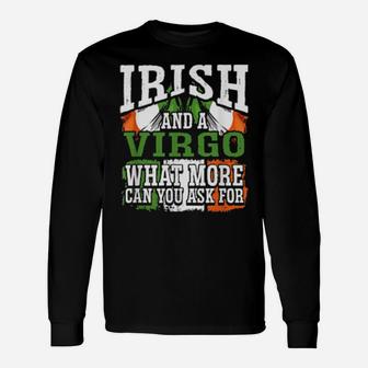 Irish And A Virgo Flag Zodiac Facts Birthday Long Sleeve T-Shirt - Monsterry