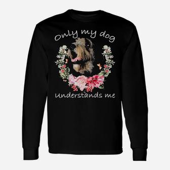 Irish Wolfhound Lover Only My Dog Understands Me Flower Long Sleeve T-Shirt - Monsterry UK