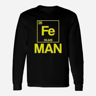 Iron Periodic Table Man Chemistry Science Long Sleeve T-Shirt - Thegiftio