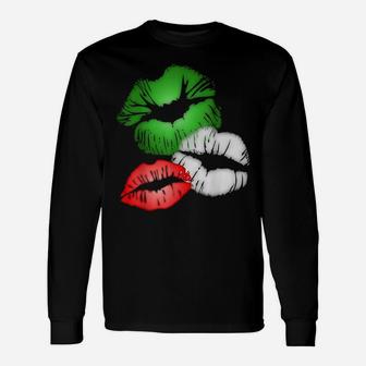 Italian Flag Colors Kissing Lips Unisex Long Sleeve | Crazezy