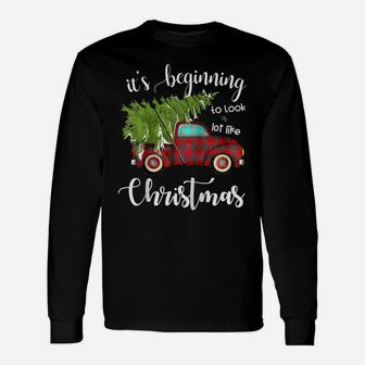 Its Beginning To Look A Lot Like Christmas Vintage Truck Raglan Baseball Tee Unisex Long Sleeve | Crazezy UK