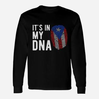 Its In My Dna Puerto Rico Flag Puerto Rican Long Sleeve T-Shirt - Thegiftio