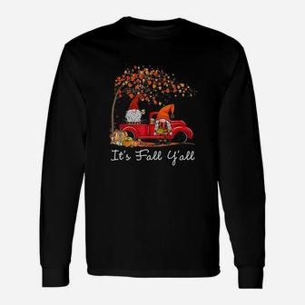 Its Fall Yall Cute Gnomes Pumpkin Autumn Tree Fall Leaves Long Sleeve T-Shirt - Thegiftio UK
