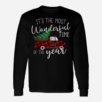 It's The Most Wonderful Time Of The Year Plaid Truck Gift Unisex Long Sleeve | Crazezy