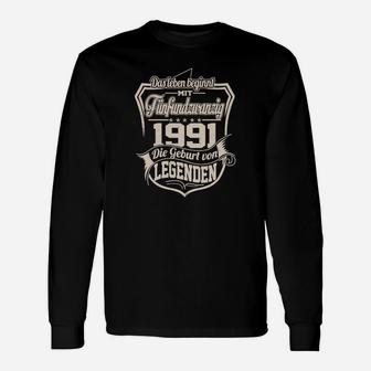 Jahrgang 1991 Legendäres Langarmshirts, Personalisiert Schwarz - Seseable