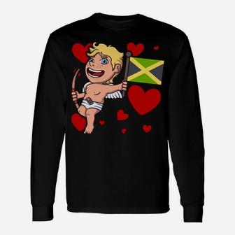 Jamaican Cupid Valentines Day Jamaica Themed Long Sleeve T-Shirt - Seseable