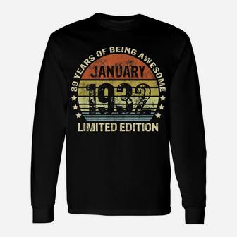 January 1932 89Th Birthday Gift 89 Years Of Being Awesome Unisex Long Sleeve | Crazezy