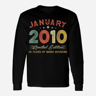 January 2010 10 Years Old Vintage 10Th Birthday Gifts Unisex Long Sleeve | Crazezy CA