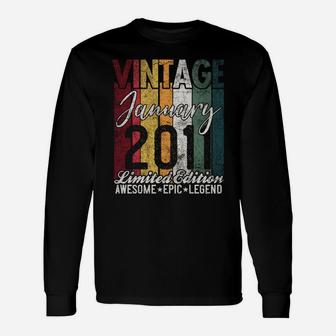 January 2011 10Th Birthday Gift 10 Years Old Vintage Retro Sweatshirt Unisex Long Sleeve | Crazezy UK