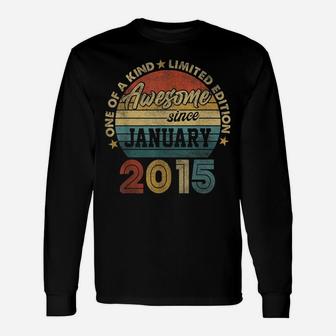 January 2015 Vintage 6 Years Old Retro 6Th Birthday Gift Unisex Long Sleeve | Crazezy CA