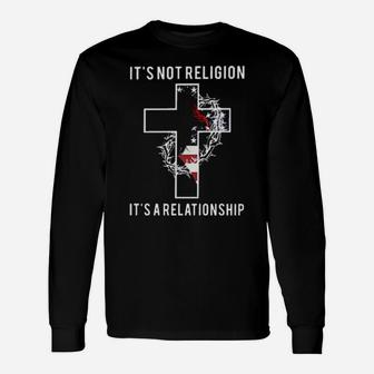 Jesus It's Not Religion It's A Relationship American Flag Long Sleeve T-Shirt - Monsterry