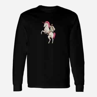 Jesus Riding Pink Unicorn Long Sleeve T-Shirt - Monsterry UK