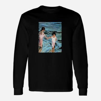 Joaquin Sorolla Y Bastidas Children In The Sea Long Sleeve T-Shirt - Monsterry