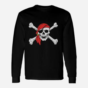 Jolly Roger Skull N Crossbones Long Sleeve T-Shirt - Thegiftio