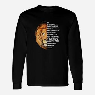 Joshua Be Strong And Courageous Lion Unisex Long Sleeve | Crazezy CA