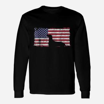 July Vizsla Dog American Flag Unisex Long Sleeve | Crazezy