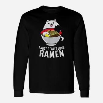 I Just Really Love Ramen Cat Long Sleeve T-Shirt - Thegiftio UK