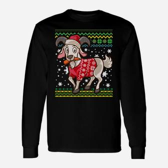 Kawaii Goat Wearing Ugly Christmas Sweater Unisex Long Sleeve | Crazezy