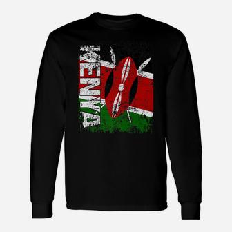 Kenya Flag Vintage Distressed Kenya Unisex Long Sleeve | Crazezy