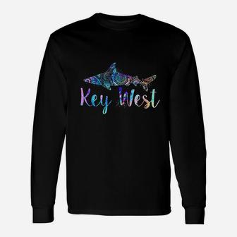 Key West Fl Shark Mandala Fishing Diving Vacation Souvenir Long Sleeve T-Shirt - Thegiftio UK