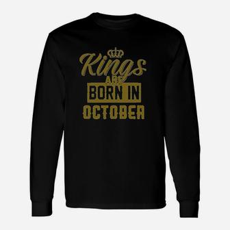Kings Are Born In Gold Design Birthday Gift Idea Unisex Long Sleeve | Crazezy CA