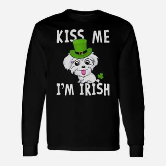 Kiss Me I Am Irish Maltese Long Sleeve T-Shirt - Monsterry