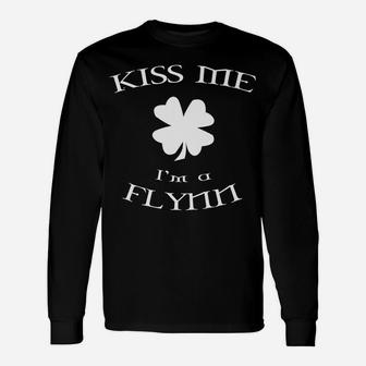 Kiss Me I'm A Flynn Family Design For St Patrick's Day Unisex Long Sleeve | Crazezy AU