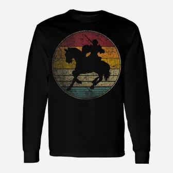 Knight Medieval Vintage Distressed Retro Silhouette England Unisex Long Sleeve | Crazezy