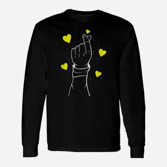 Korean Heart Kpop Love Valentines Day For Her Long Sleeve T-Shirt - Monsterry UK