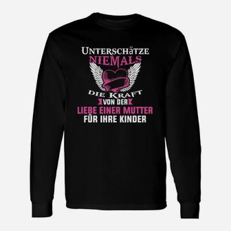 Kraft der Mutterliebe Langarmshirts, Herz Motiv Schwarzes Tee - Seseable