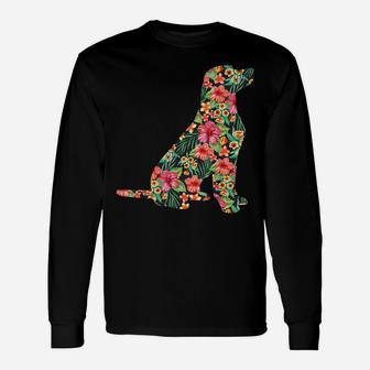 Labrador Flower Funny Dog Silhouette Floral Gifts Women Men Unisex Long Sleeve | Crazezy