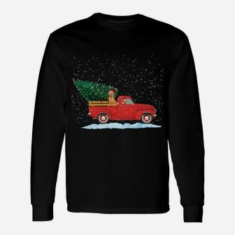Labrador Retriever Vintage Red Pickup Truck Christmas Tree Unisex Long Sleeve | Crazezy