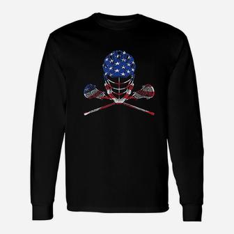 Lacrosse American Flag Unisex Long Sleeve | Crazezy