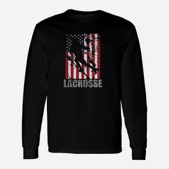 Lacrosse American Flag Unisex Long Sleeve | Crazezy UK