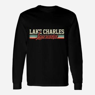 Lake Charles Louisiana Retro Long Sleeve T-Shirt - Thegiftio UK