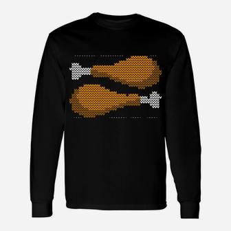 Leg Day Funny Thanksgiving Turkey Ugly Christmas Sweater Unisex Long Sleeve | Crazezy CA