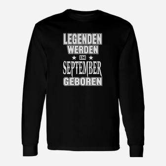 Legenden Geboren im September Schwarzes Langarmshirts, Geburtstagsaufdruck - Seseable