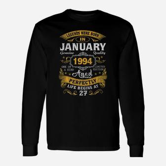Legends Born In January 1994 27Th Birthday Gift 27 Yrs Old Unisex Long Sleeve | Crazezy