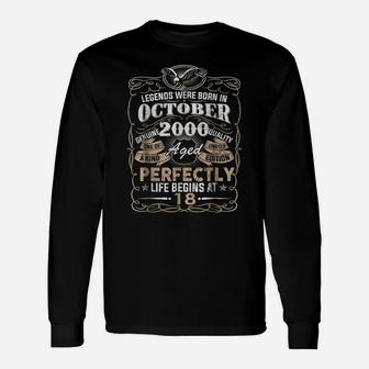 Legends Born In October 2000 18Th Awesome Birthday T Shirt Unisex Long Sleeve | Crazezy