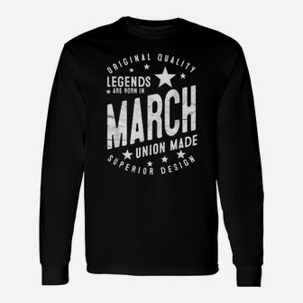 Legends Are Born In March Retro Distressed Long Sleeve T-Shirt - Monsterry CA
