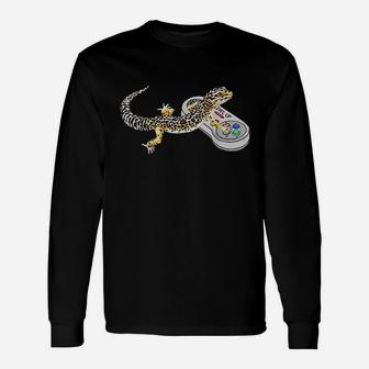 Leopard Gecko Playing Video Game Lizard N Reptiles Gamers Unisex Long Sleeve | Crazezy CA