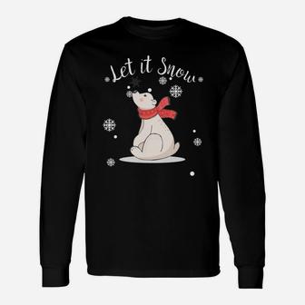 Let It Snow Polar Bear Sweatshirt Christmas Holiday Spirit Unisex Long Sleeve | Crazezy