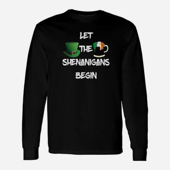 Let The Shenanigan Beginfunny St Patricks Day Long Sleeve T-Shirt - Thegiftio UK