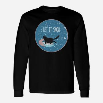 Let It Snow For Pet Lovers Winter Cat Long Sleeve T-Shirt - Thegiftio UK