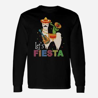 Let's Fiesta Llama Cinco De Mayo Cactus Sombrero Maracas Unisex Long Sleeve | Crazezy UK
