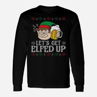 Let's Get Elfed Up Christmas Beer Lover Funny Xmas Sweatshirt Unisex Long Sleeve | Crazezy CA